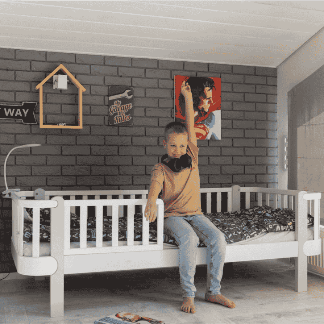 Postel pro Teenagery Zukko 160 Gekko Kids, Bílá / Šedá